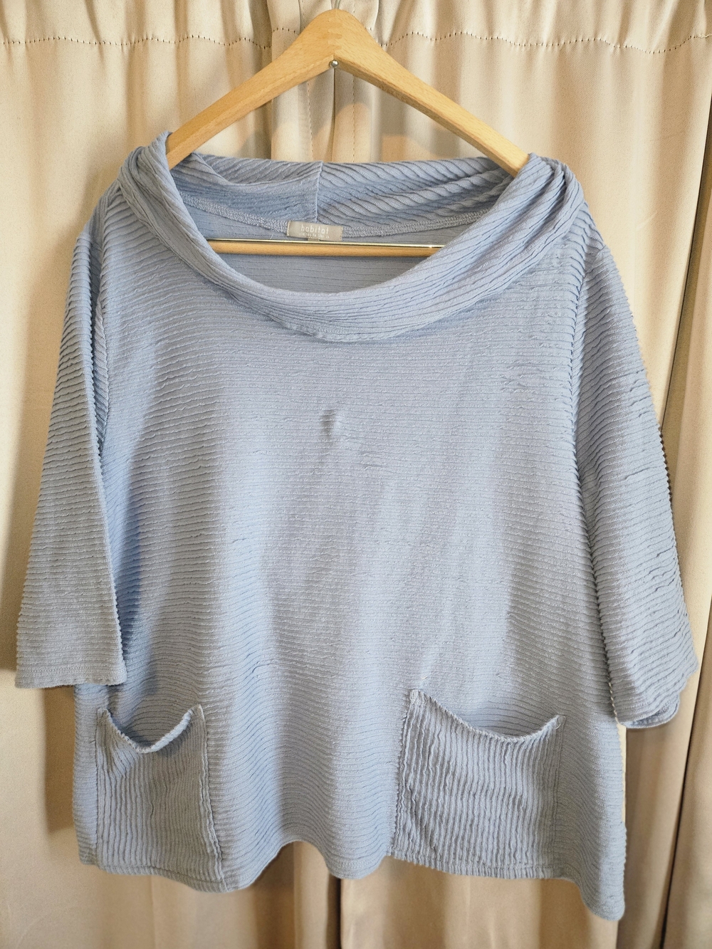 Habitat XL Light Blue Cowl Neck Ripple Effect Hudson Pocket Sweater